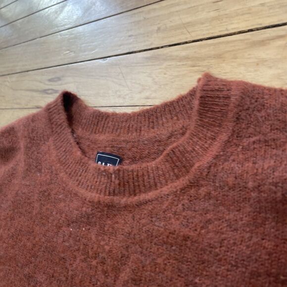 Gap Crop Sweater Wool Alpaca L Burnt Orange Brown Mock Oversize Western Knit 44" - Picture 4 of 16